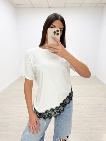 CAMISETA OVER ENCAJE BLANCA